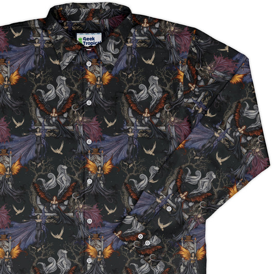 Dark Elves Gathering Long Sleeve Button Up Shirt
