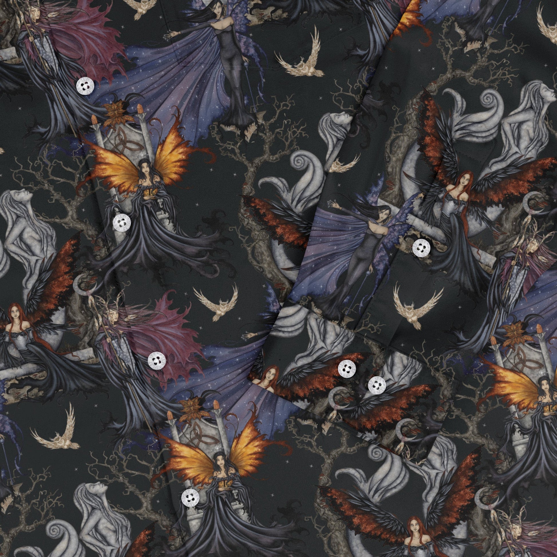Dark Elves Gathering Long Sleeve Button Up Shirt