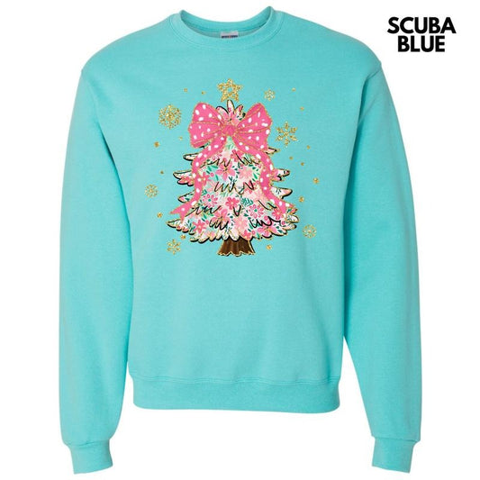 Darling Floral Christmas Tree Sweatshirt 'NLB' T-Shirts, Hoodie | InkThreadWorks.com