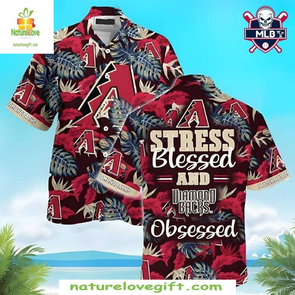 Arizona Dbacks Hawaiian Shirt Stress Blessed Baseball Obsessed Fan Apparel