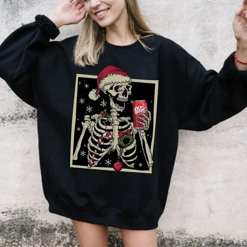 Dead Inside Skeleton Sweatshirt Dr Pepper Lover, Funny Sweater  Soday Lover Womenswear Long Sleeve, Womenswear T-Shirts,...
