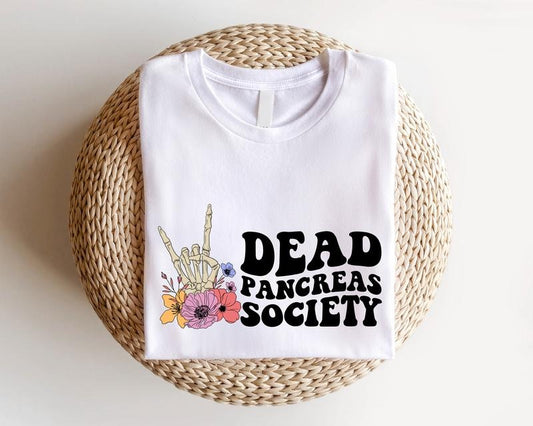 Dead Pancreas Society T-shirt, Diabetes Awareness Support Tee, Gift Shirt for Diabetic, Floral Skeleton Hand Tee For...