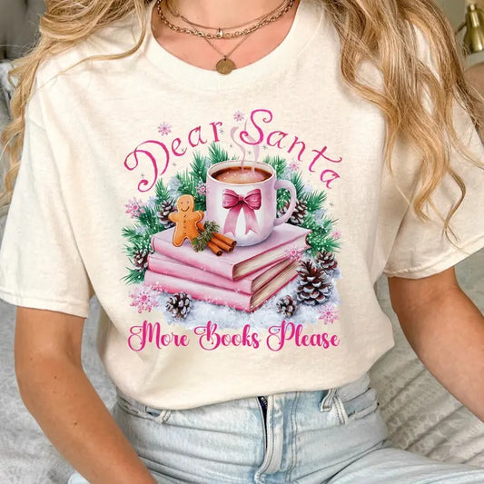 Dear Santa More Books Please Book Shirt, Cute Book Christmas T-Shirt, Book Shirts, Christmas Book Shirt, Book Shirt...