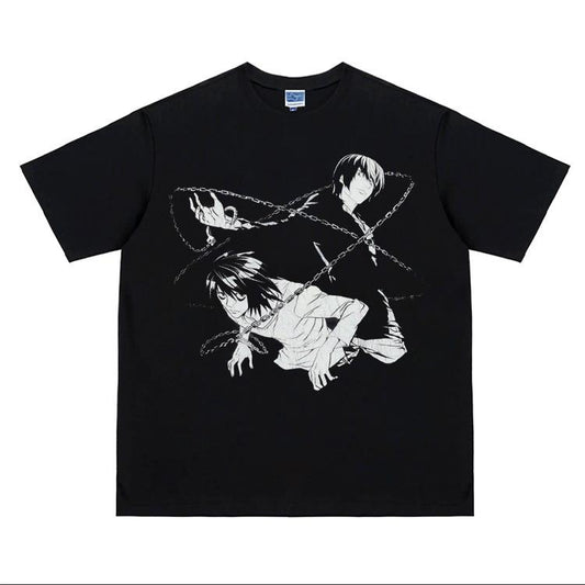 Death Note "Entangled" Heavyweight Vintage Tee 100% Cotton OVERSIZED Anime T-shirt Menswear Top Crew Necks Tshirt Casual Streetwear Black Crewneck Tropical Shortsleeve