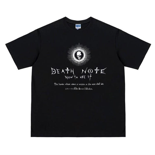 Death Note "The Mark" Heavyweight Vintage Tee 100% Cotton OVERSIZED Anime T-shirt Menswear Top Crew Necks Tshirt Casual Streetwear Black Crewneck Tropical Shortsleeve