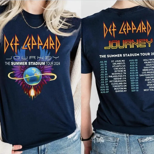 Def-Leppard And Journey Summer Stadium Tour 2024 Shirt, Journey Tour Shirt, Def Leppard Shirt, Rock Music, Def Leppard And Journey Fan Gift, Full Sizes, Full Colors, Unisex T-shirt for Men and Women, Classic Menswear, Womenswear Cotton Top Comfort Collar