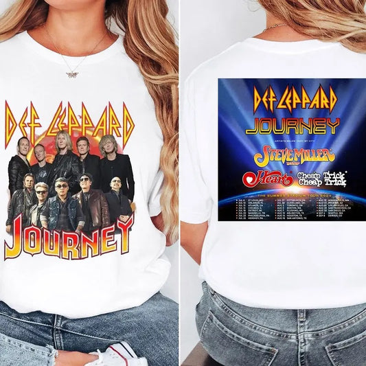 Def Leppard And Journey Summer Stadium Tour 2024 Tshirt, Band Tour 2024 Shirt, Gift Fan Shirt, Rock 2024 Tour Shirt, Unisex Short Sleeve Tee