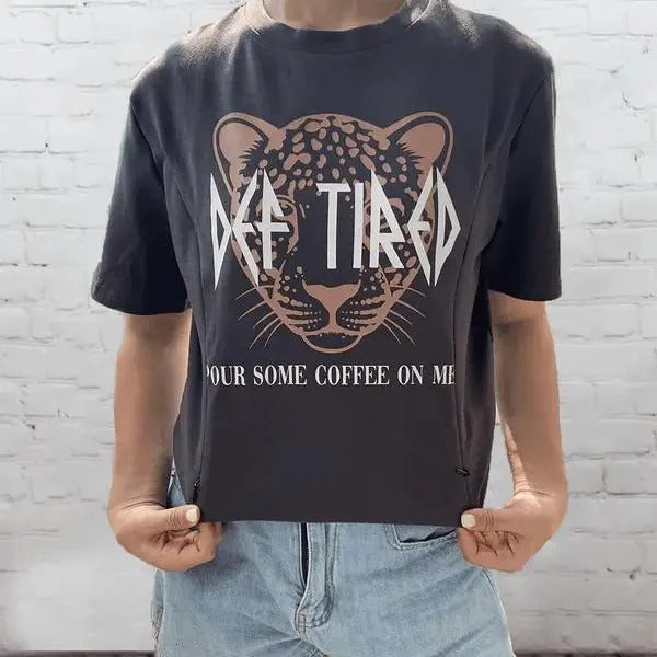 Def Tired Pour Some Coffee On Me Nursing T-shirt Hoodie, Sweatshirt | InkThreadWorks.com