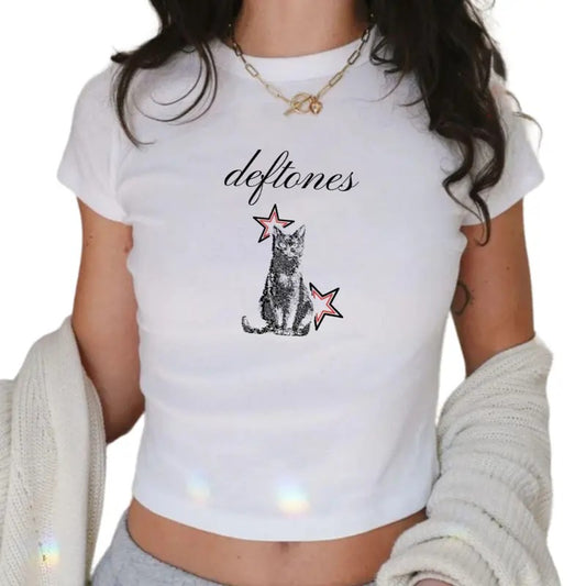Deftones Baby Tee, Vintage Band Graphic Tee, Retro 90s Style Clothes, Trendy Y2K Women's Baby Tee, Deftones Album Merch Song Lyrics Fan