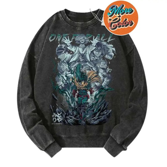 Deku Izuku Midoriya My Hero Academia Anime Vintage Shirts, Cotton Unisex Sweatshirt, Crew Neck, Size S- 3XL, Menswear Top, Womenswear Top Underwear Streetwear