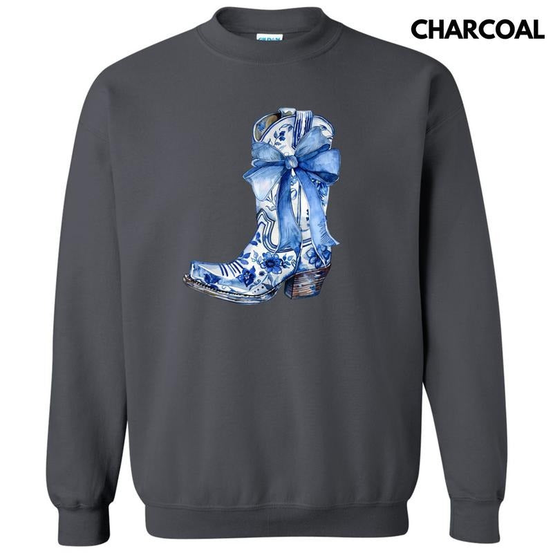 Delicate Floral Boot Sweatshirt 'NLB' T-Shirts, Hoodie | InkThreadWorks.com