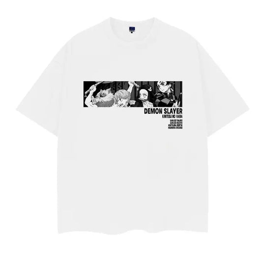 Demon Slayer "Demon Slayer Corps" Heavyweight Vintage Tee 100% Cotton OVERSIZED Anime T-shirt Menswear Top Casual Streetwear White Crewneck