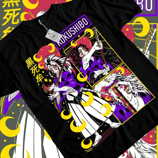 Demon Slayer KnY T-Shirt & Sweatshirt, Kokushibo Upper Rank One Demon Graphic Tee, Anime Manga Lover Gifts Ball Cotton