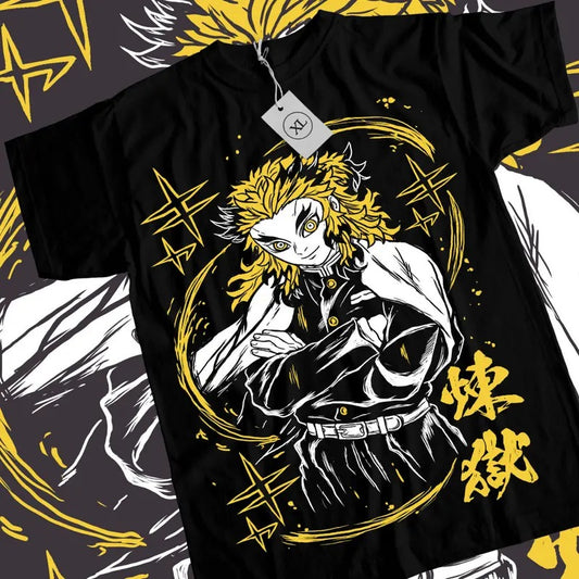 Demon Slayer KnY T-Shirt & Sweatshirt, Kyojuro Rengoku Graphic Tee, Anime Manga Lover Gifts Ball Cotton