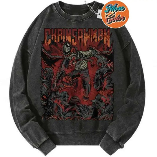 Denji Chainsaw Man Anime Shirts, Cotton Unisex Sweatshirt, Crew Neck, Size S- 3XL, Menswear Top, Womenswear Top Underwear Streetwear