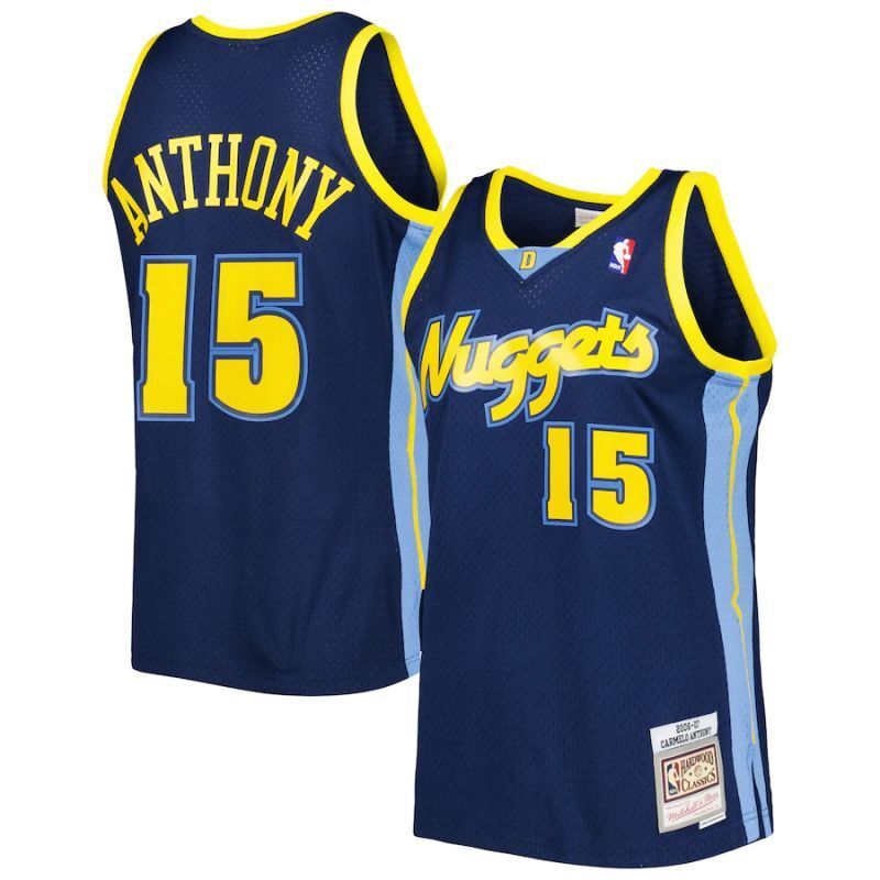Denver Nuggets #15 Carmelo Anthony Nuggets 3 # Iverson mitchell&ness Retro Black Jersey Style 3