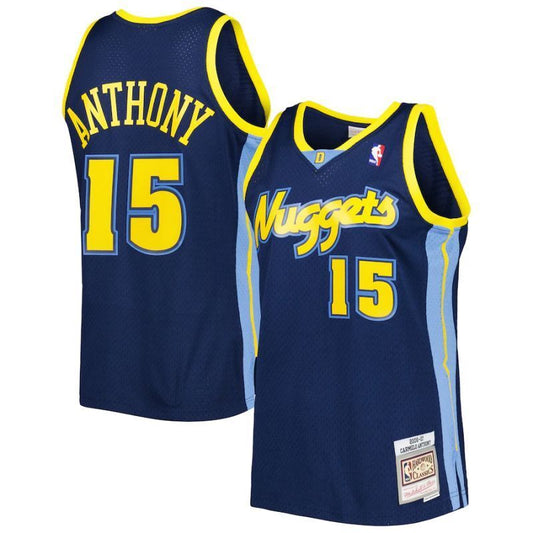 Denver Nuggets #15 Carmelo Anthony Nuggets 3 # Iverson mitchell&ness Retro Black Jersey Style 3
