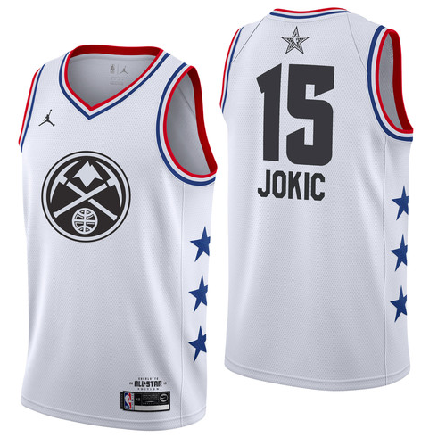 Denver Nuggets #15 Nikola Jokić 19 All-Star Nuggets 15 White
