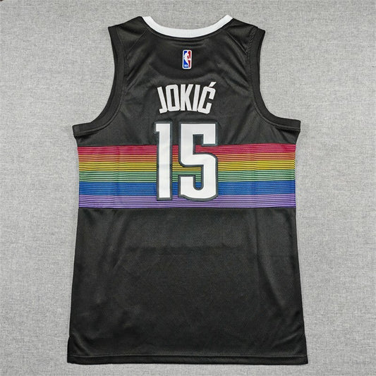 Denver Nuggets #15 Nikola Jokic 26 Nuggets 15 Black City Edition Style 3