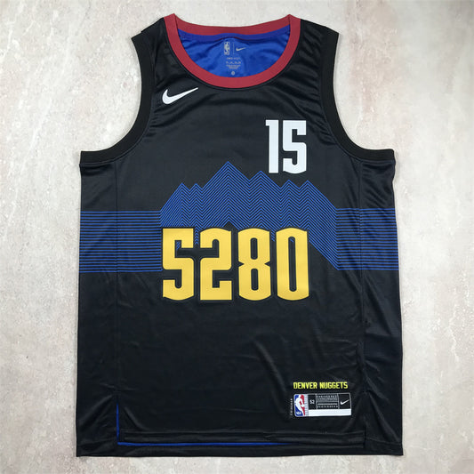 Denver Nuggets #15 Nikola Jokic Hot Press Nuggets 15 Black City S-XXL Style 2