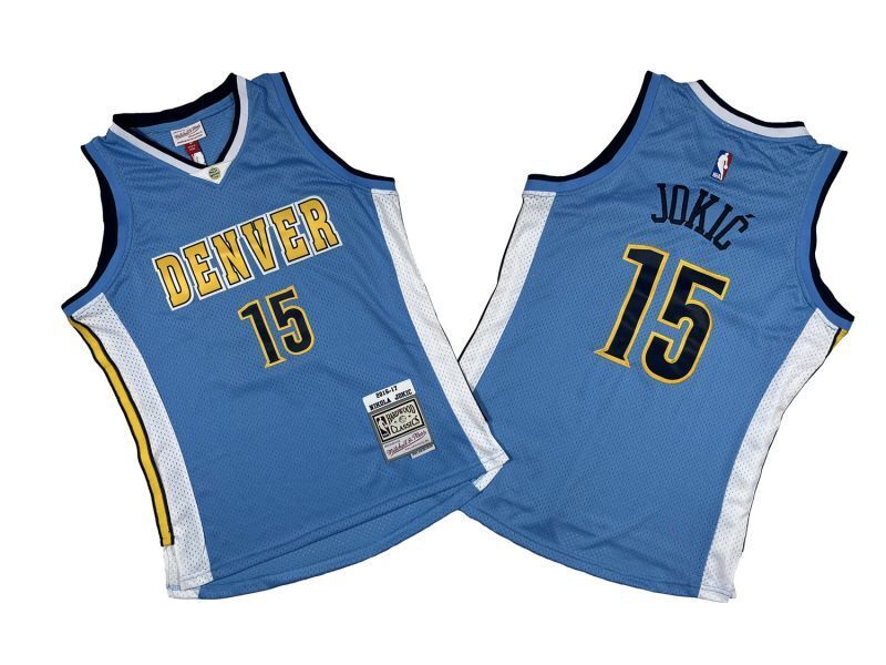 Denver Nuggets #15 Nikola Jokic Nuggets 15 # Light Blue 16-17 Season Mitchell Retro Mesh Jersey -- Nikola . Jokic Style 1