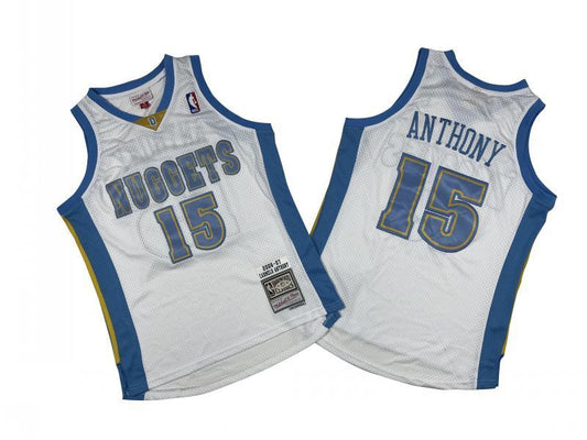 Denver Nuggets #15 Nikola Jokic Nuggets 15 # White 06-07 Season Mitchell Retro Mesh Jersey --. Anthony Style 2