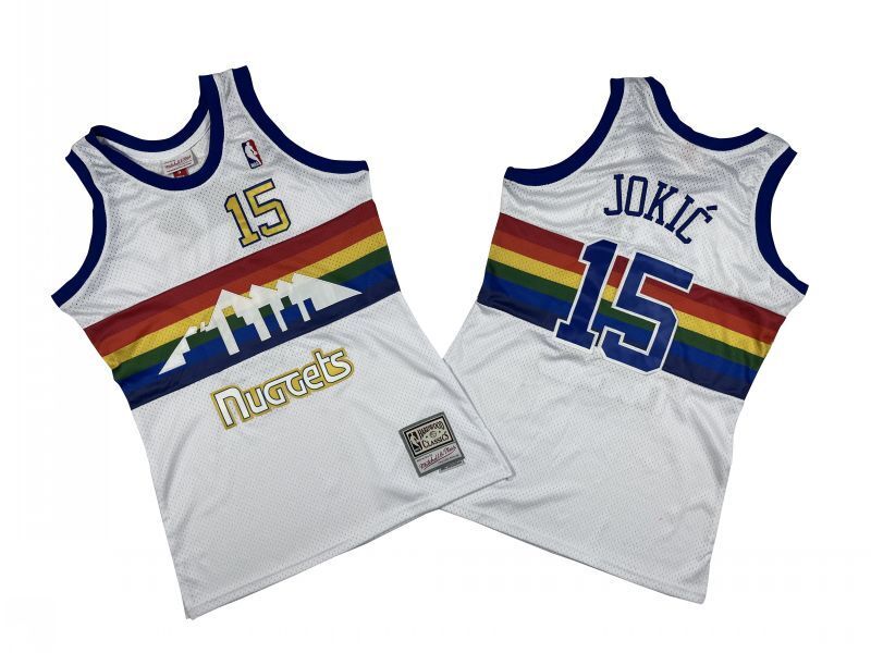 Denver Nuggets #15 Nikola Jokic Nuggets 15 # White Retro Jersey -- Nikola . Jokic Style 2