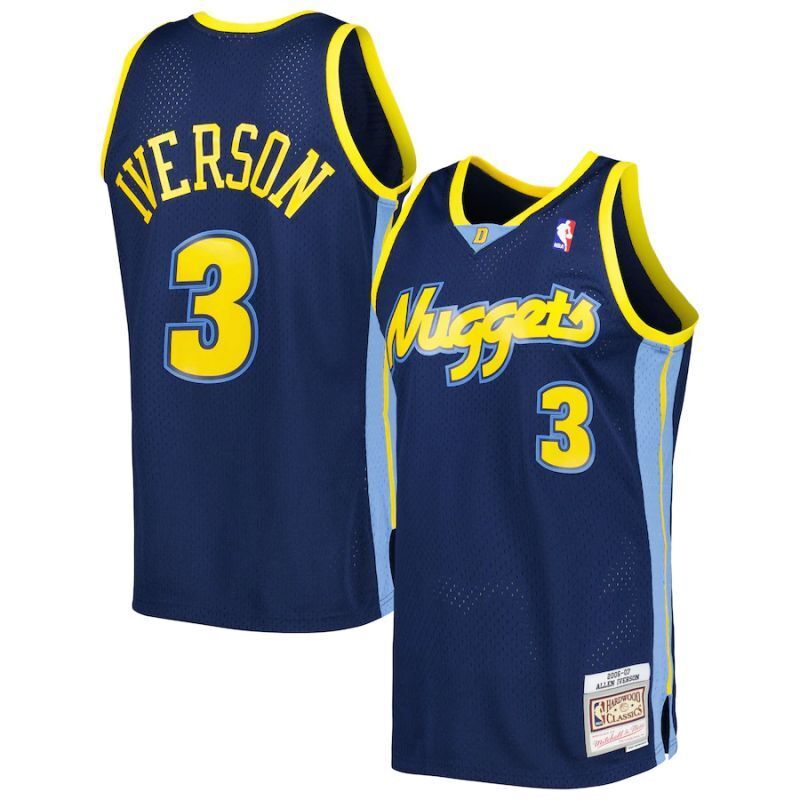 Denver Nuggets #3 Allen Iverson Nuggets 3 # Anthony mitchell&ness Retro Black Jersey Style 3