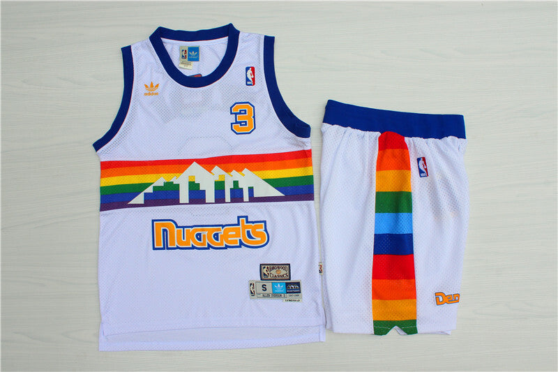 Denver Nuggets #3 Allen Iverson Nuggets Retro Shorts Blue , White Premium Mesh