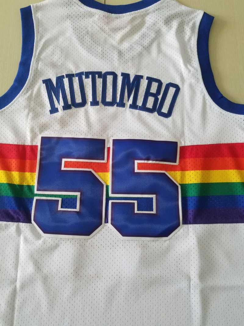 Denver Nuggets #55 Dikembe Mutombo Nuggets 55 White s-xxl Style 2