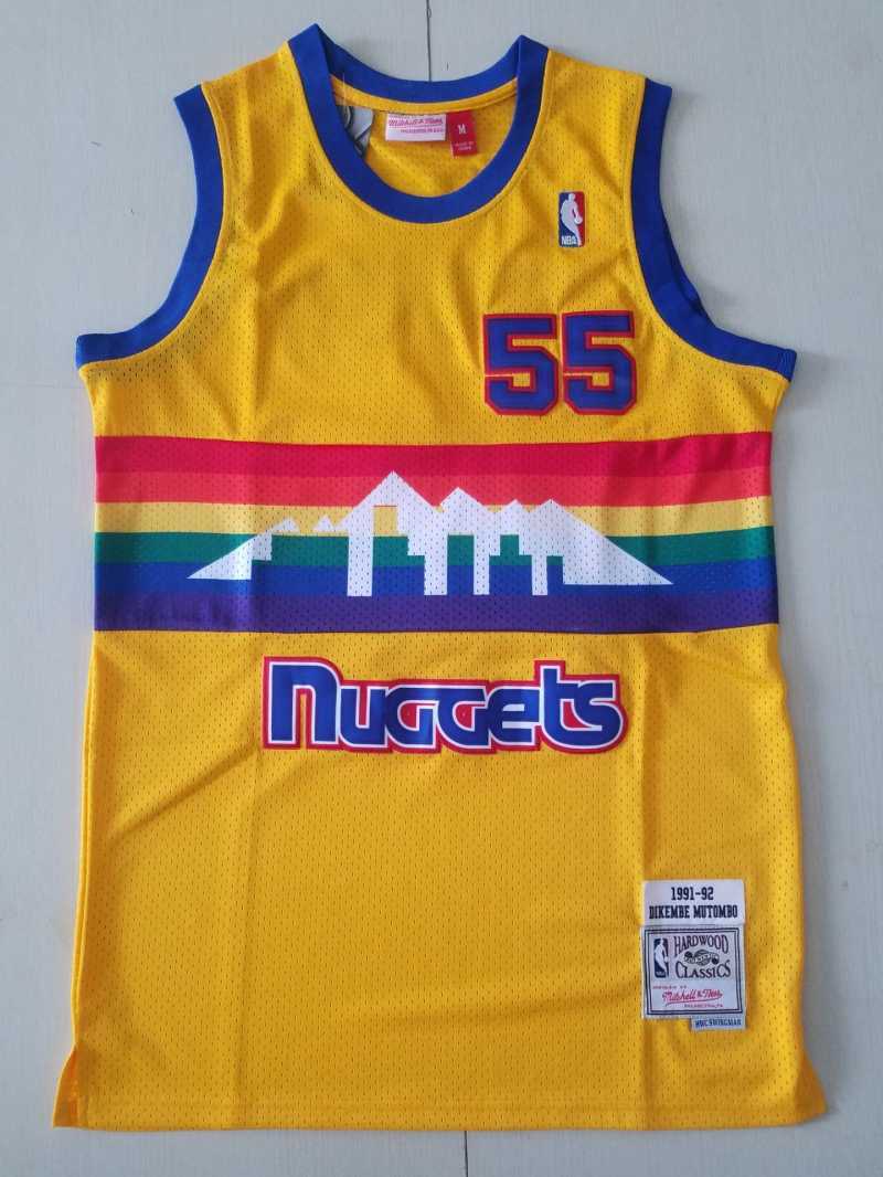 Denver Nuggets #55 Dikembe Mutombo Nuggets 55 Yellow s-xxl Style 4