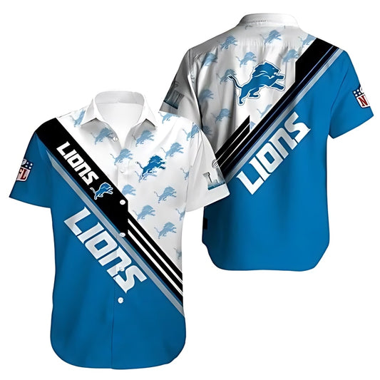 Detroit Lions Hawaiian Shirt with Dynamic Stripes Design 912395