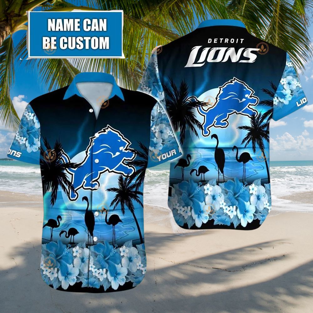 Detroit Lions Hawaiian Shirt Flamingo Paradise Design 680585