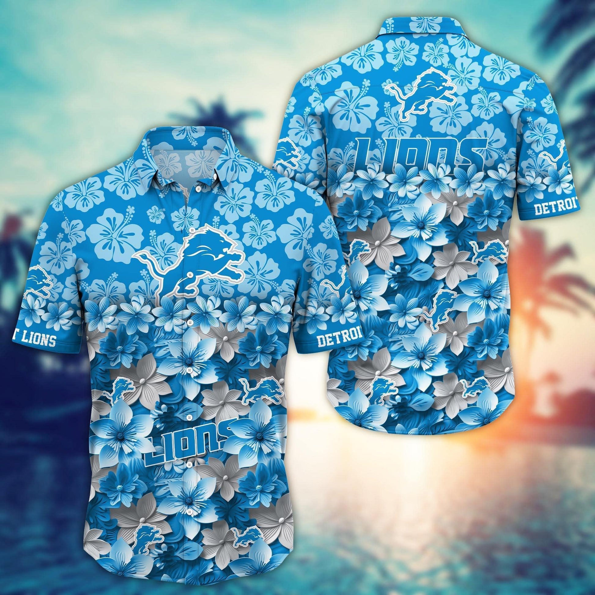 Detroit Lions Hawaiian Shirt Floral Blitz Design 311147