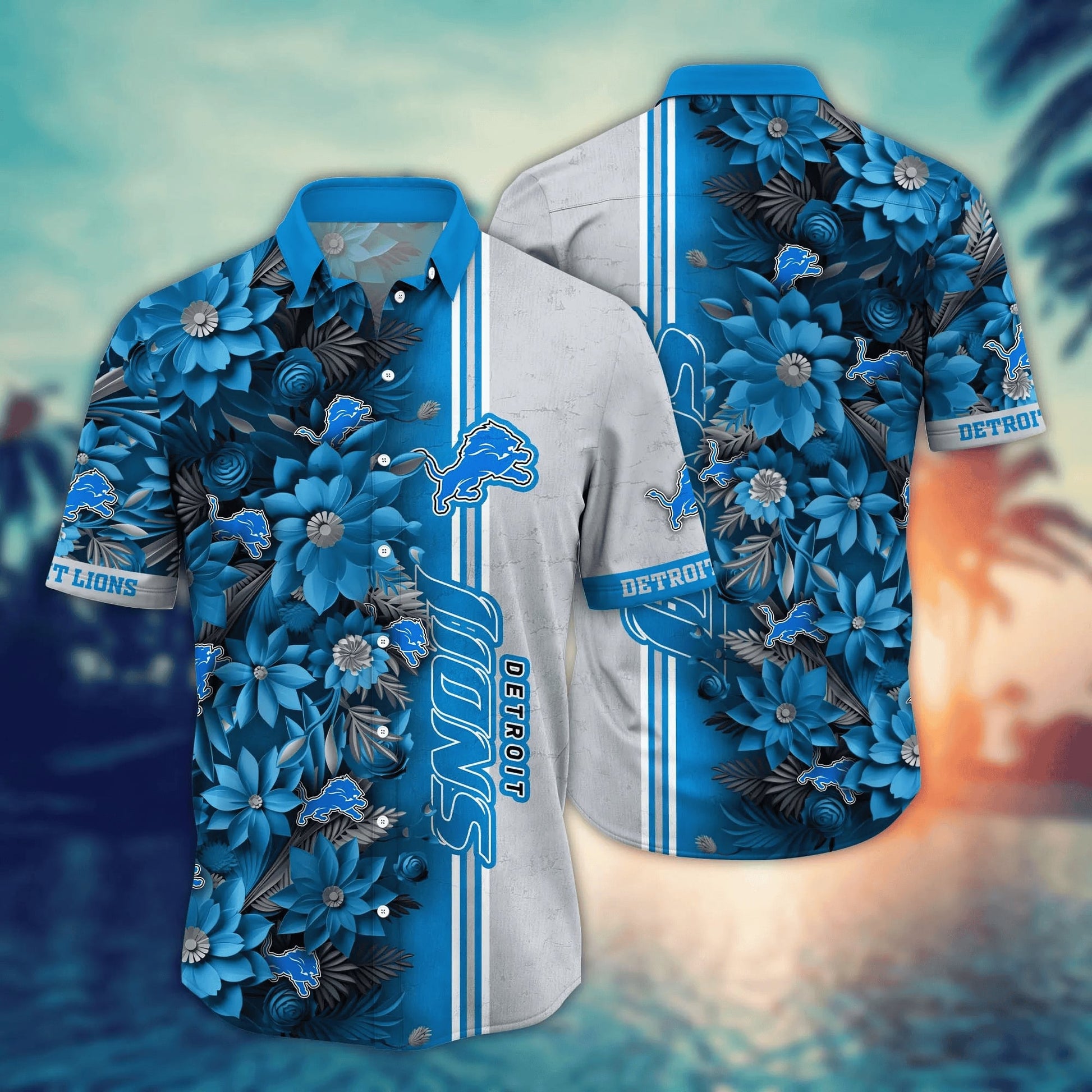 Detroit Lions Hawaiian Shirt Floral Design 760529