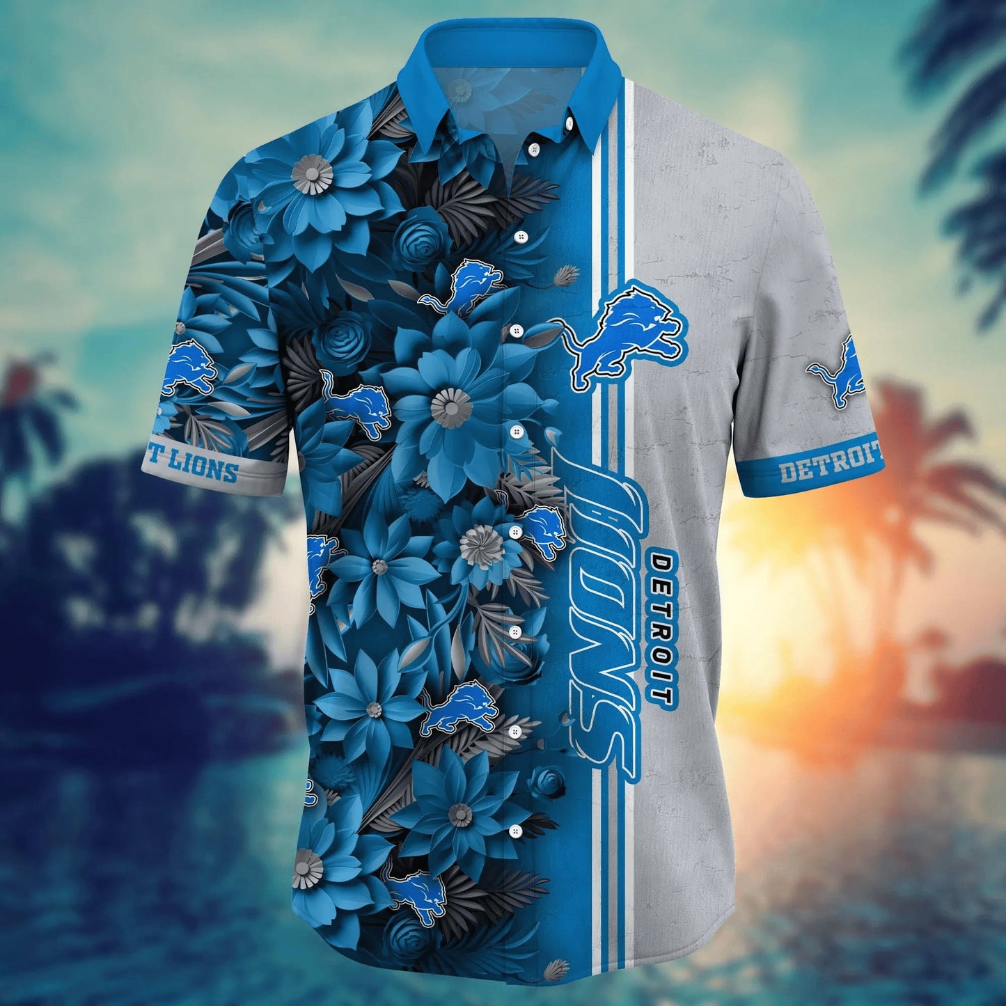 Detroit Lions Hawaiian Shirt Floral Design 760529
