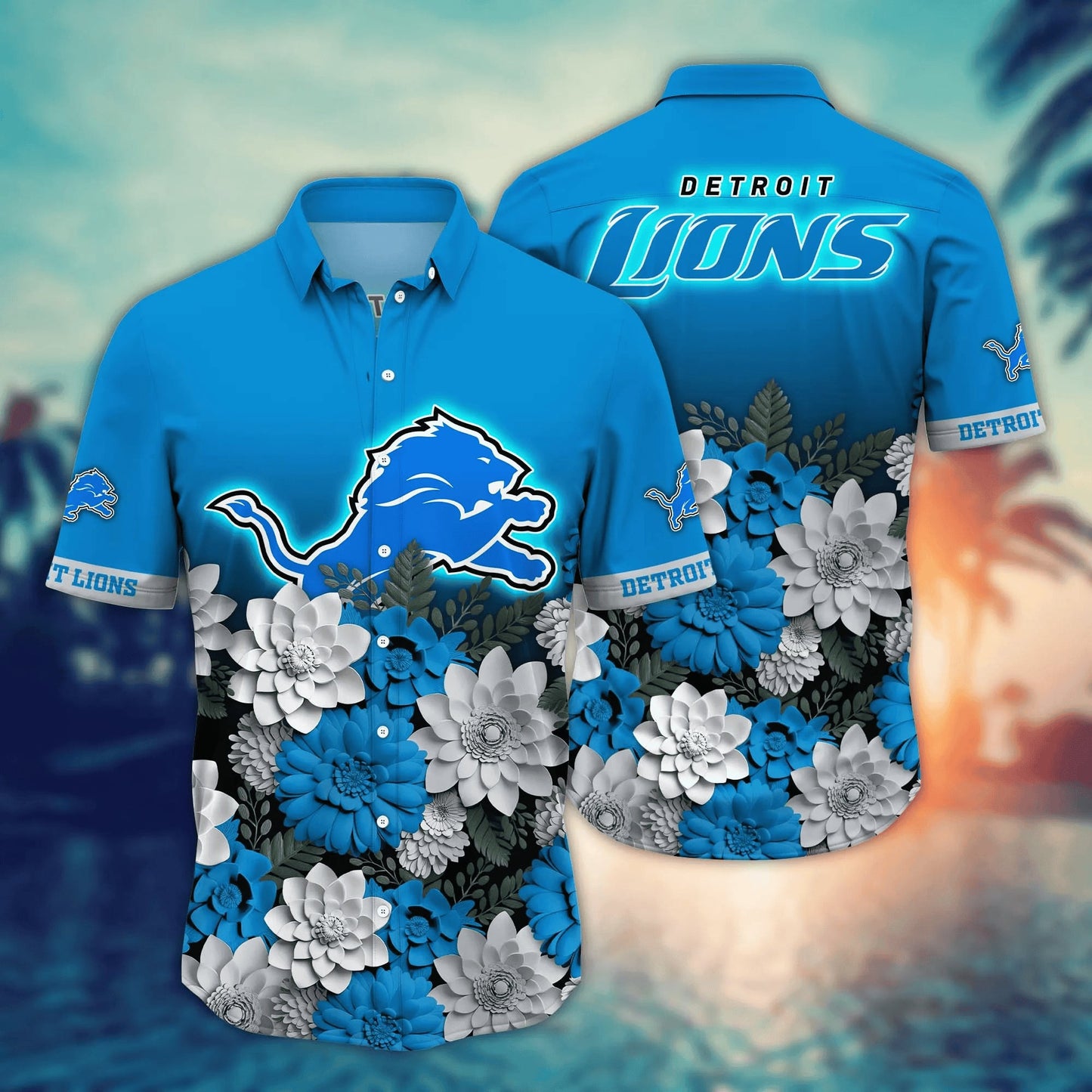 Detroit Lions Hawaiian Shirt Floral Fade Design 212954