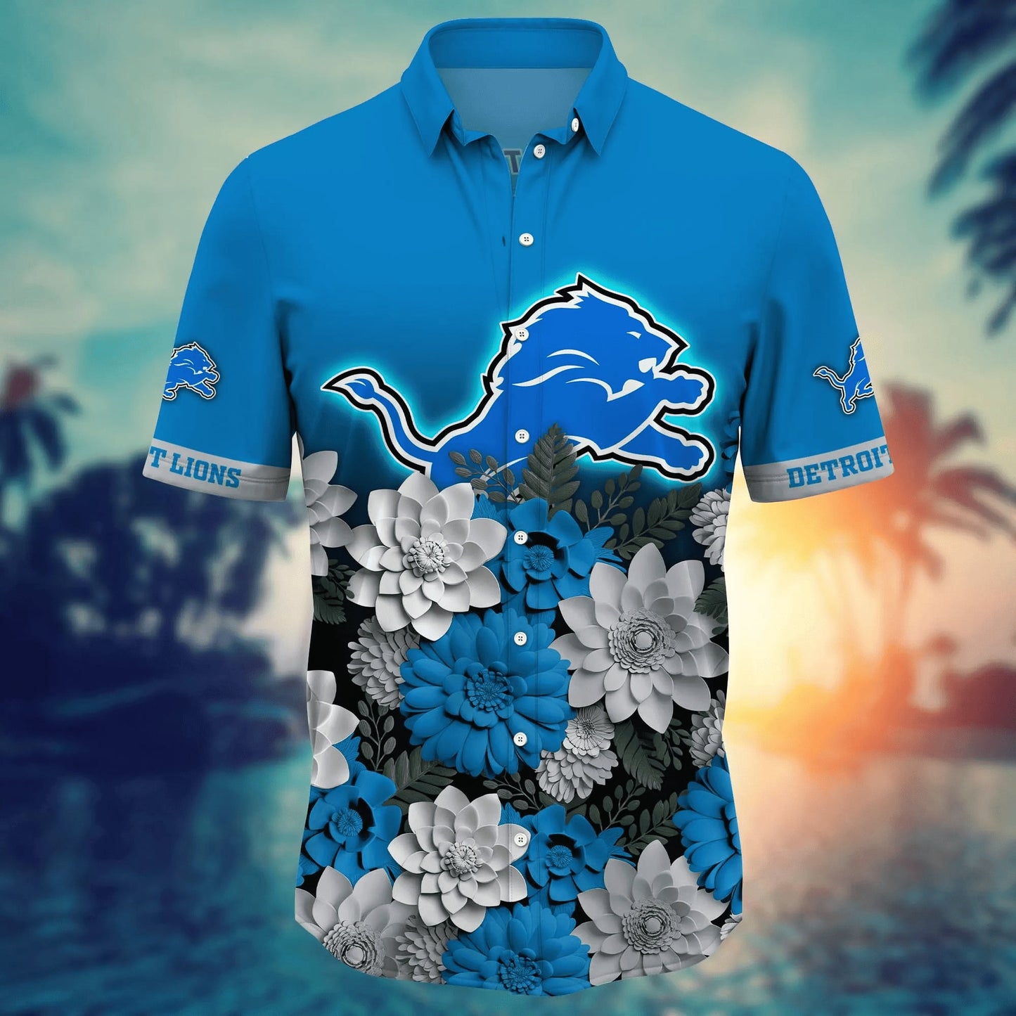 Detroit Lions Hawaiian Shirt Floral Fade Design 212954