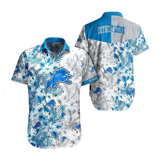 Detroit Lions Hawaiian Shirt Floral Flash Design 793219