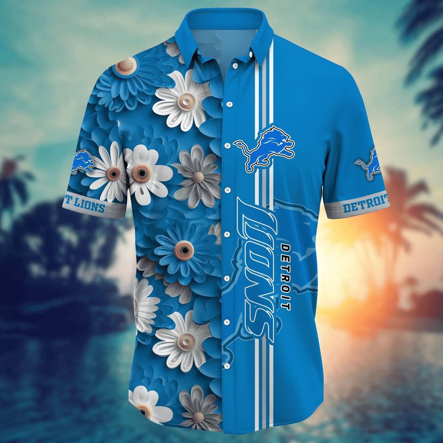 Detroit Lions Hawaiian Shirt Floral Stripes Design 682885
