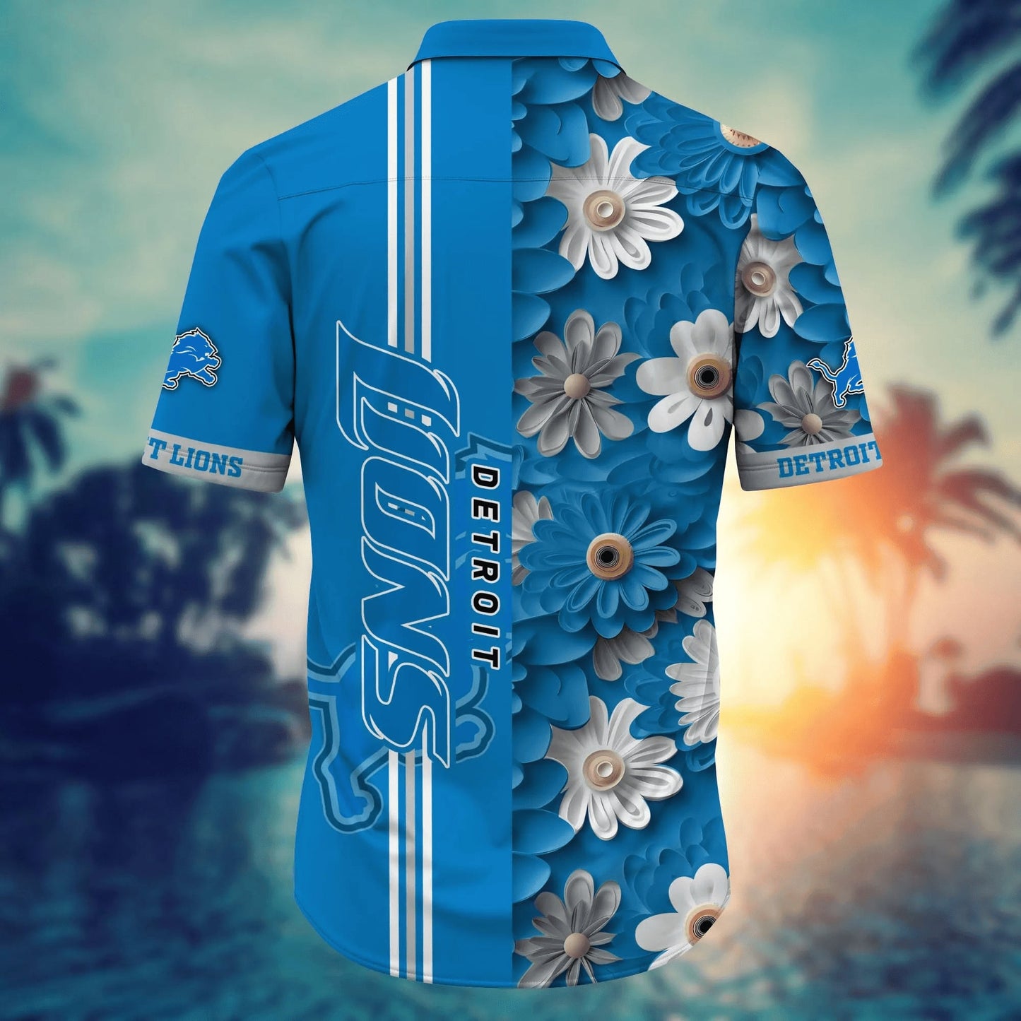 Detroit Lions Hawaiian Shirt Floral Stripes Design 682885
