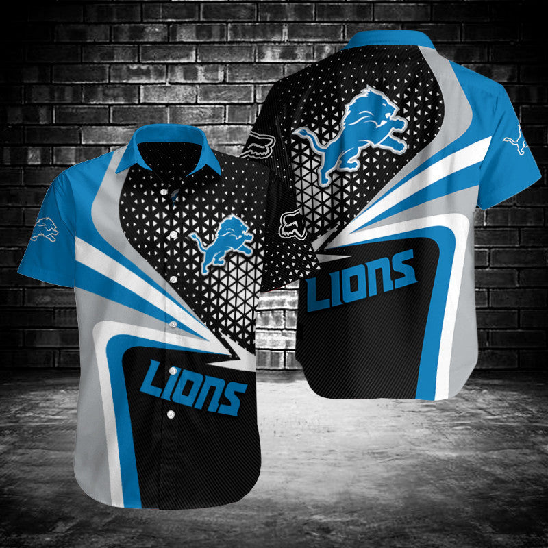 Detroit Lions Hawaiian Shirt Geometric Burst Design 317322