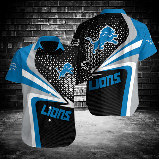 Detroit Lions Hawaiian Shirt Geometric Burst Design 317322