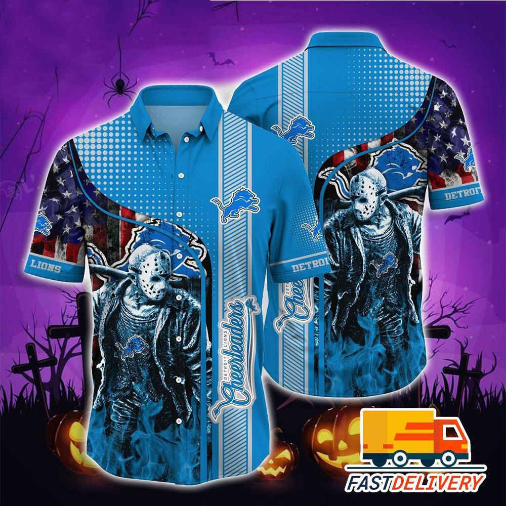 Detroit Lions Hawaiian Shirt Gridiron Horror Design 808364