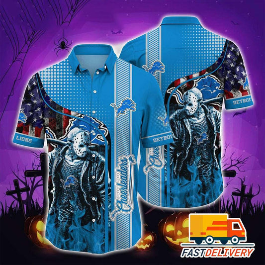 Detroit Lions Hawaiian Shirt Gridiron Nightmare Design by