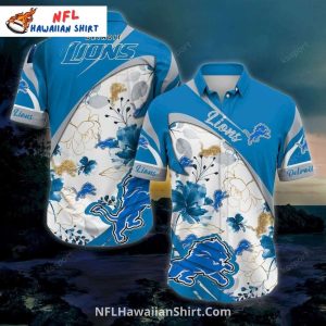 Detroit Lions Hawaiian Shirt Elegant Floral And Gold Accents