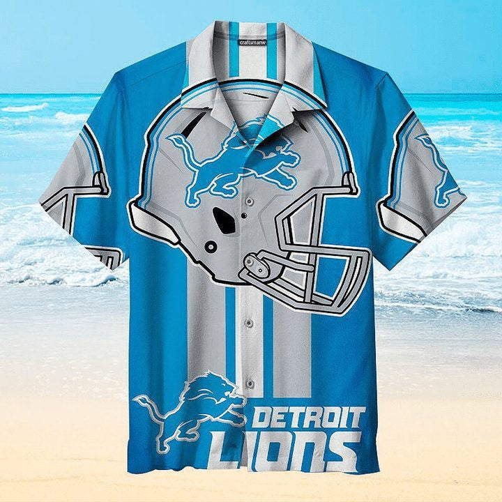 Detroit Lions Hawaiian Shirt with Helmet Design for Pride and Style