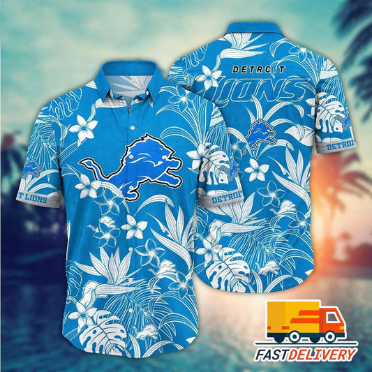 Detroit Lions Hawaiian Shirt Island Flora Design 372742