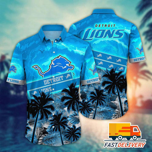 Detroit Lions Hawaiian Shirt Palm Coast Design 938452