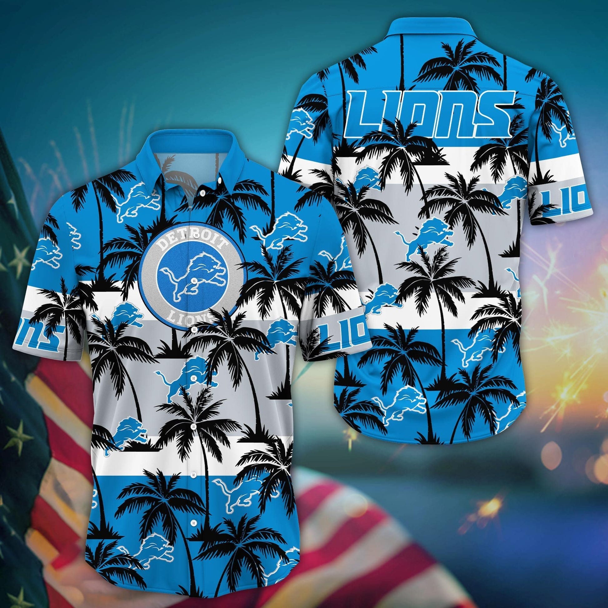 Detroit Lions Hawaiian Shirt Palm Island Pride Design by
